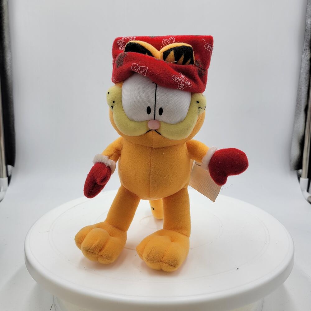 Garfield Christmas 11" Santa Hat Suction Cup Plush Stuffed Animal Russell Stover